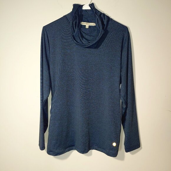 Max Studio Performance Long Sleeves Cowlneck Top Size L Blue - Picture 1 of 9